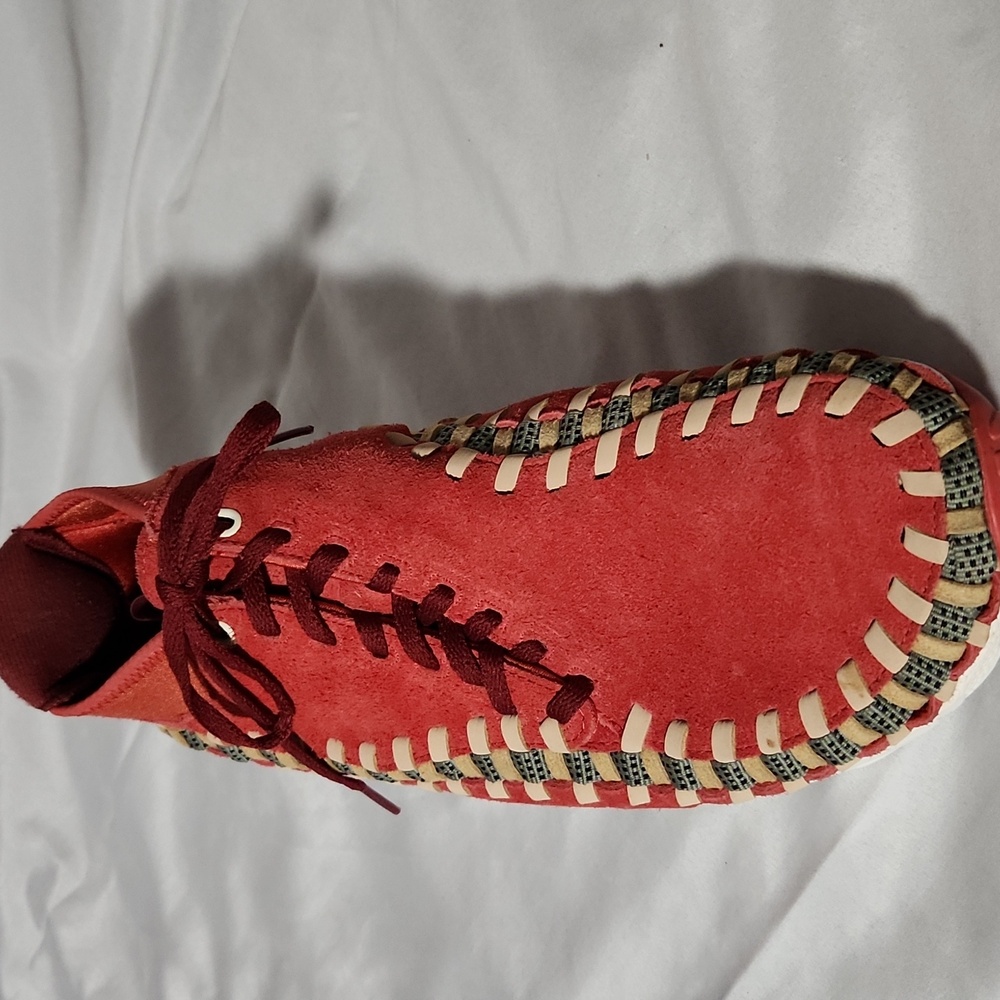 NIKE Air Footscape Woven Chuka Knit Red Suede Sneakers Size 11. - Picture 10 of 11